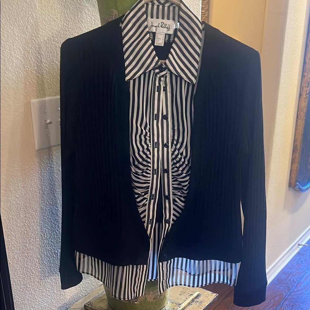 Joseph Ribkoff Black and White Striped Blouse